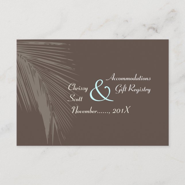 Tarjeta De Recepción Silhouette/cocoa+azul/hotel de PixDezines frontes  (Anverso)