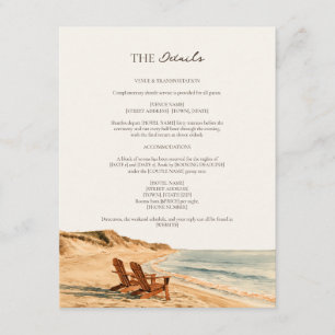 Tarjeta De Recepción Sillas de Playa Detalles de Boda Costera Cálida Pu