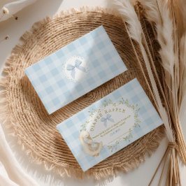 Tarjeta De Recepción Silly Goose Blue Bow Gingham Diaper raffle ticket