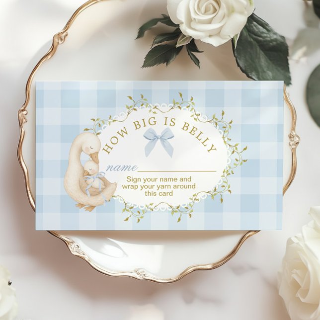 Tarjeta De Recepción Silly Goose Blue Bow Gingham How big is belly (Subido por el creador)