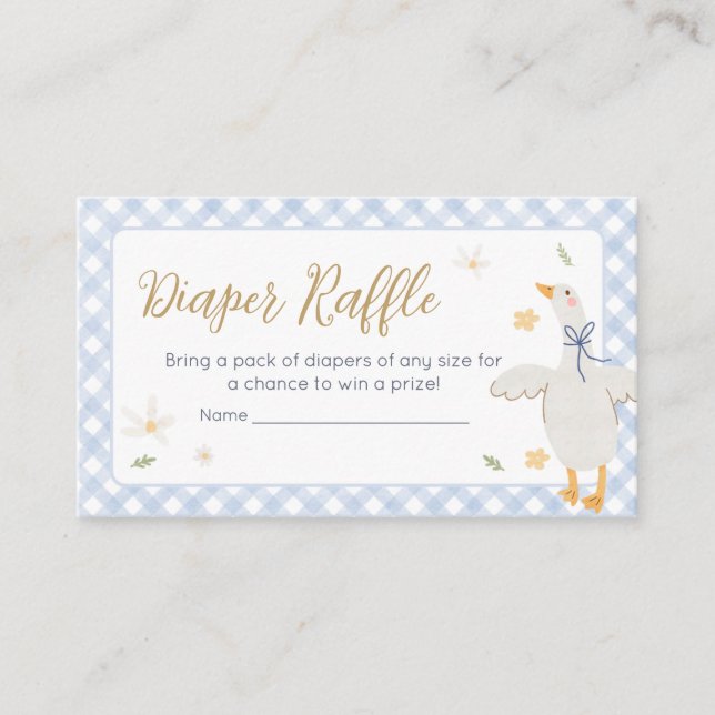 Tarjeta De Recepción Silly Goose Gingham Baby Shower Diaper Raffle (Anverso)
