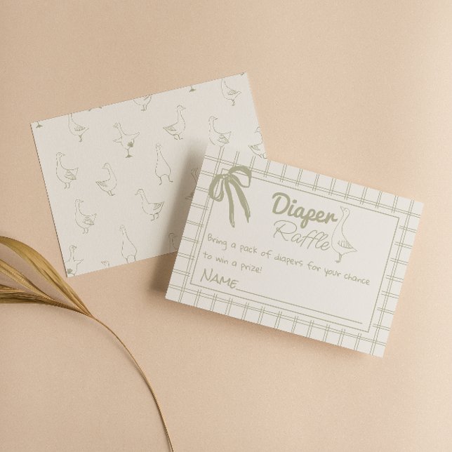 Tarjeta De Recepción Silly Goose Neutral Gingham Ribbon Diaper Raffle (Subido por el creador)