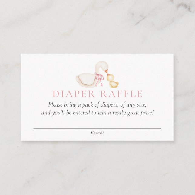 Tarjeta De Recepción Silly Goose Pink Floral Diaper Raffle Card (Anverso)