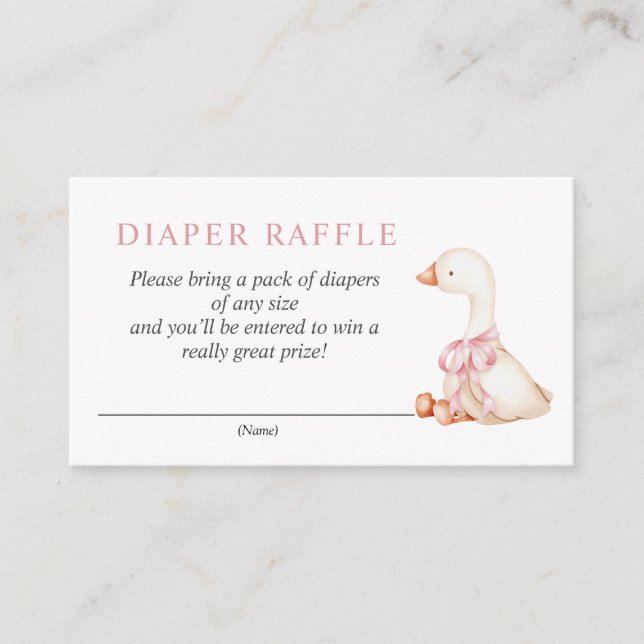 Tarjeta De Recepción Silly Goose Pink Floral Diaper Raffle Card (Anverso)