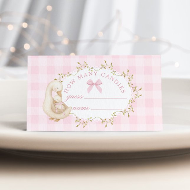 Tarjeta De Recepción Silly Goose Pink Gingham How many candies (Subido por el creador)