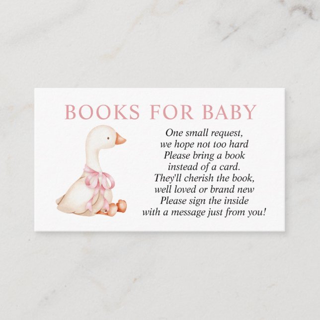 Tarjeta De Recepción Silly Goose Pink Girl Books for Baby insert card (Anverso)