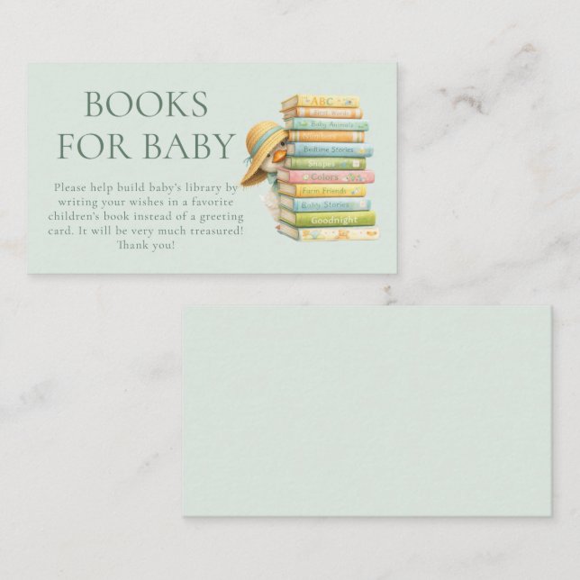 Tarjeta De Recepción Silly Goose Sage Books for Baby Shower  (Anverso / Reverso)