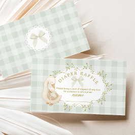 Tarjeta De Recepción Silly Goose Sage Bow Gingham Diaper raffle ticket