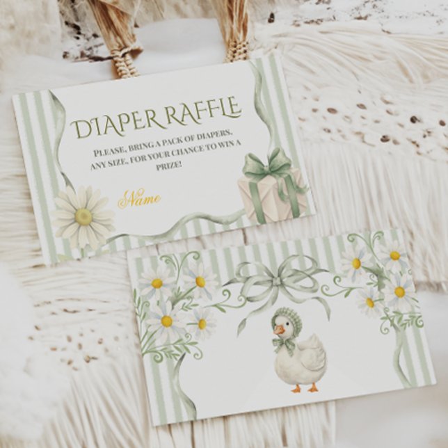 Tarjeta De Recepción Silly Goose Sage Green Neutral Baby Shower Diaper (Subido por el creador)