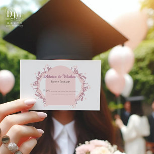 Tarjeta De Recepción Silueta de graduada femenina rosa moderna con bord