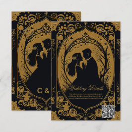 Tarjeta De Recepción Silueta elegante de una novia y un novio