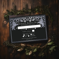 Silver Black Medieval Lion Wedding RSVP