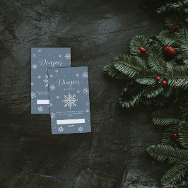 Tarjeta De Recepción Silver Blue Snowflake Diaper Raffle Baby Shower 