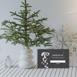Tarjeta De Recepción Silver Bow Winter Snow Diaper Raffle Baby Shower 