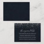 Tarjeta De Recepción Silver Confetti Calligraphy Honeymoon Wish<br><div class="desc">Esta tarjeta de confeti plateada caligrafía de luna de miel es perfecta para un boda rústico. El diseño,  sencillo y elegante,  presenta una tipografía de escritura clásica y elegante con un fondo azul y un diseño plateado.</div>