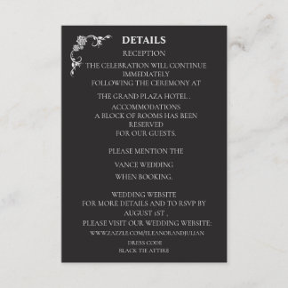 Tarjeta De Recepción Silver Elegance Collection Wedding Details Card