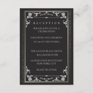 Tarjeta De Recepción Silver Elegance Collection Wedding Reception Card