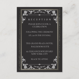 Tarjeta De Recepción Silver Elegance Collection Wedding Reception Card