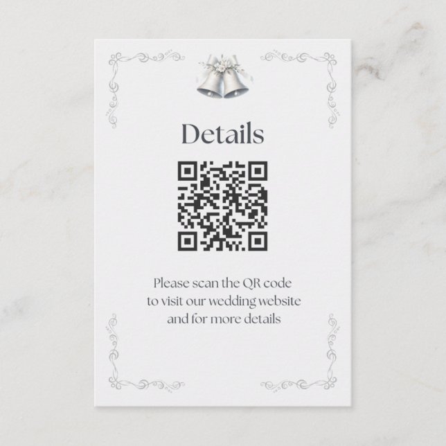 Tarjeta De Recepción Silver Wedding Bells Details Enclosure (Anverso)
