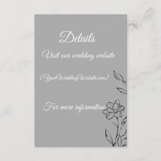 Tarjeta De Recepción Silver Wedding Details Card – Editable 3.5x5 Weddi