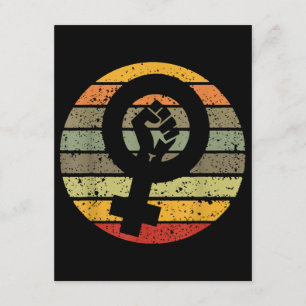 Tarjeta De Recepción Símbolo de feminismo diseño retrocosecha, años 80 