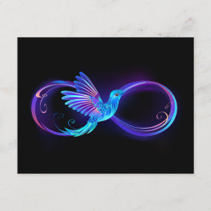 Tarjeta De Recepción Símbolo de infinito de neón con colibrí luminoso