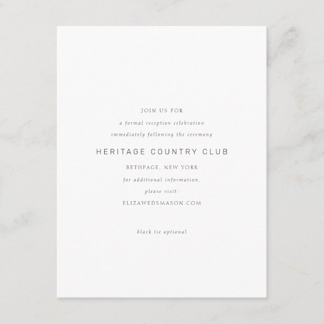 Tarjeta De Recepción Símbolo de infinito dorado Moda mínima (Anverso)