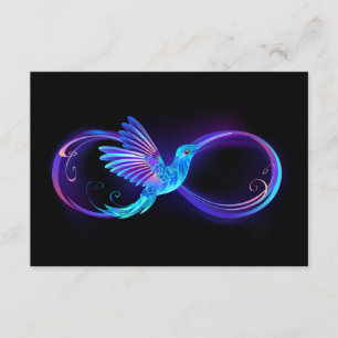 Tarjeta De Recepción Símbolo de infinito neón con colibrí brillante