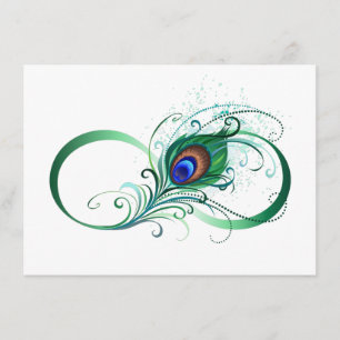 Tarjeta De Recepción Símbolo infinito con pluma de pavo real