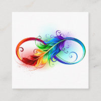 Símbolo infinito con plumas arcoiris