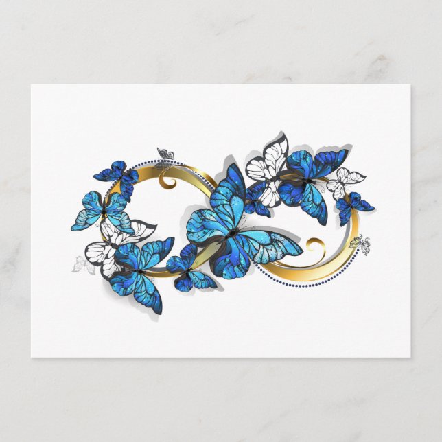 Tarjeta De Recepción Símbolo infinito de mariposas Morpho azules (Anverso)
