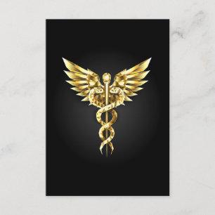 Tarjeta De Recepción Símbolo poligonal de oro Caduceus