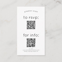 Tarjeta De Recepción Simple 2 códigos QR RSVP y Boda de detalles
