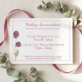 Tarjeta De Recepción Simple acuarela Amaranth Thistle Flower Boda