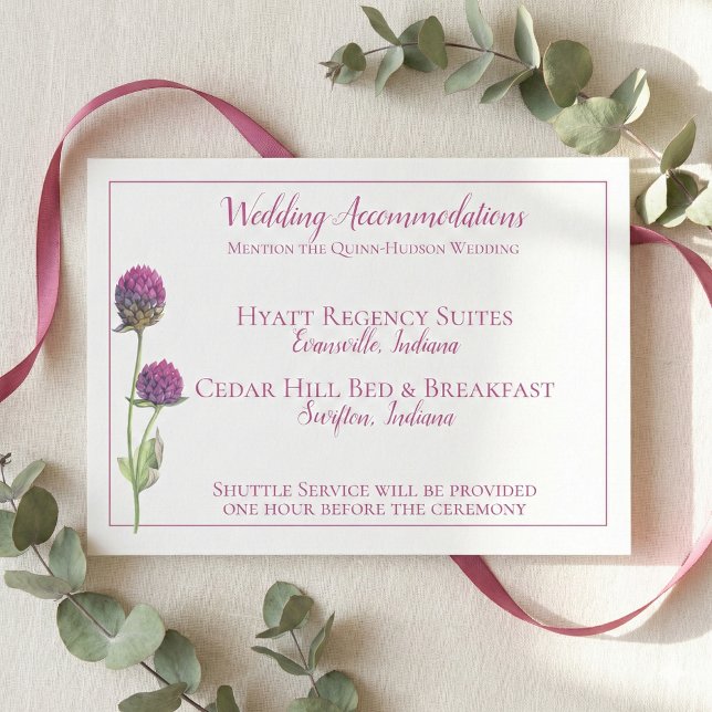 Tarjeta De Recepción Simple acuarela Amaranth Thistle Flower Boda (Subido por el creador)