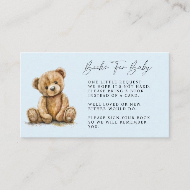 Tarjeta De Recepción Simple acuarela Little Bear Blue Boy Baby Shower (Anverso)