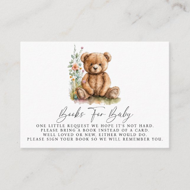 Tarjeta De Recepción Simple acuarela Pequeño Teddy Bear Baby Shower (Anverso)