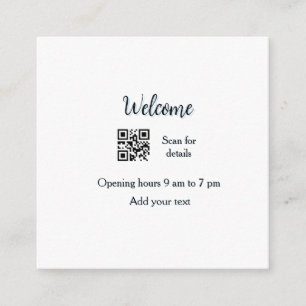 Tarjeta De Recepción Simple apertura de bienvenida código de barras QR