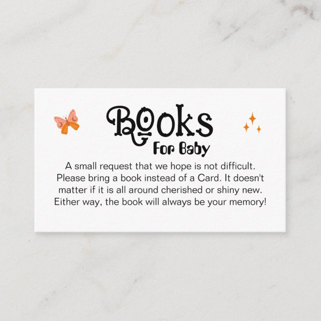 Tarjeta De Recepción Simple Baby Shower Book Request Black Calligraphy
