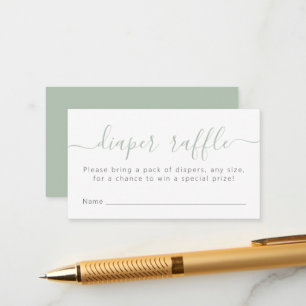Tarjeta De Recepción Simple Baby Shower Diaper Raffle Ticket Green