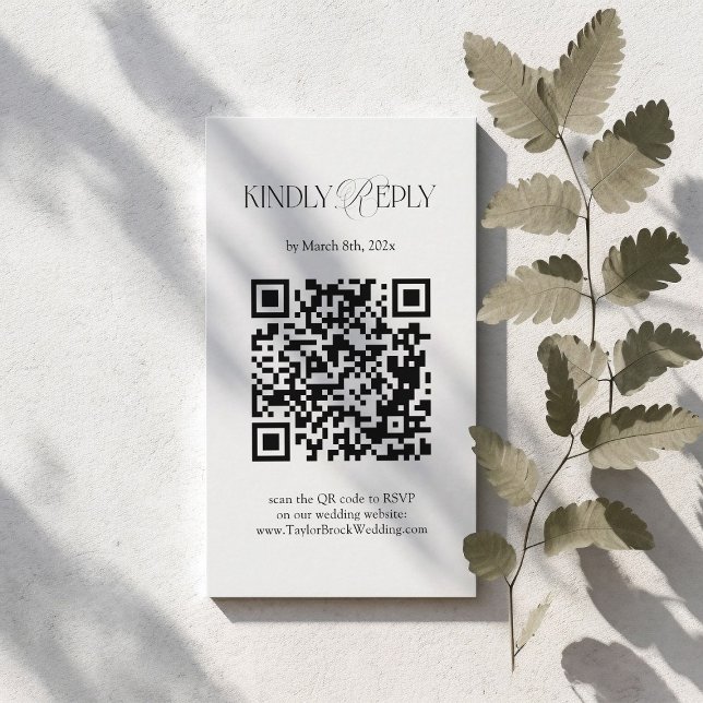 Tarjeta De Recepción Simple Black and White Wedding RSVP Qr Code  (Subido por el creador)