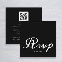 Simple Black Wedding RSVP Código QR