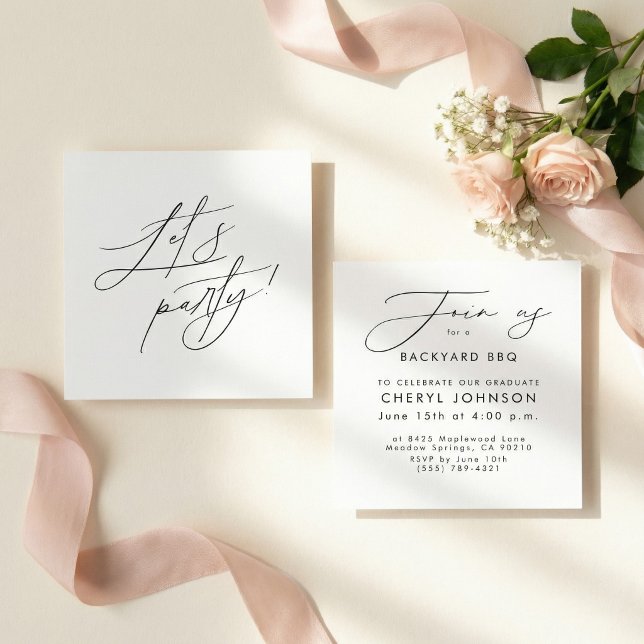 Tarjeta De Recepción Simple Black White Party Invitation Enclosure Card (Subido por el creador)