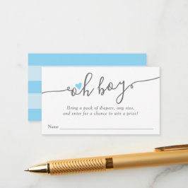 Tarjeta De Recepción Simple Blue Heart Boy Baby Shower Diaper Raffle