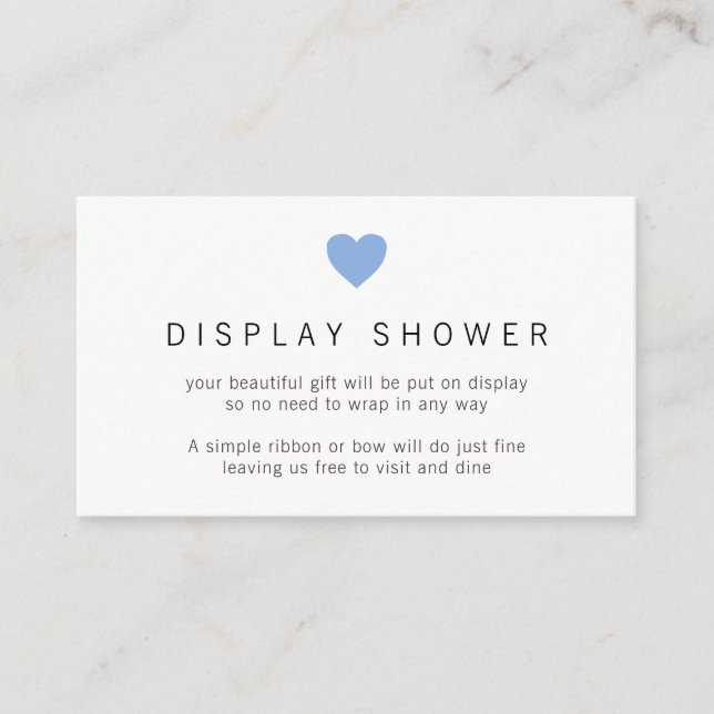 Tarjeta De Recepción Simple Blue Heart Boy Display Shower Baby Shower (Anverso)