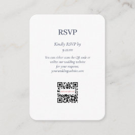 Tarjeta De Recepción Simple Blue White Wedding RSVP Código QR