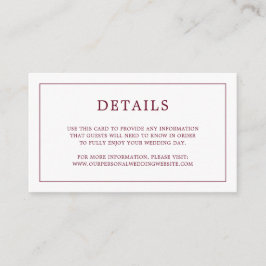 Tarjeta De Recepción Simple Boda Elegante en Monograma de Borgoña