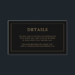 Tarjeta De Recepción Simple Boda Elegante en Monograma Negro y Oro<br><div class="desc">Simple tarjeta de gabinete boda pequeña con un diseño moderno y elegante con sus detalles rodeados por un borde delgado y su monograma en la parte posterior. Todos los elementos de diseño están en oro falso sobre un fondo negro y pueden cambiarse en la herramienta de edición de diseño. Una...</div>