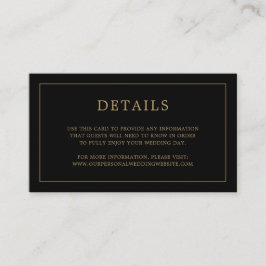 Tarjeta De Recepción Simple Boda Elegante en Monograma Negro y Oro