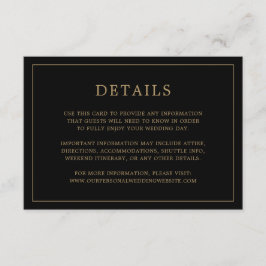 Tarjeta De Recepción Simple Boda Elegante en Monograma Negro y Oro